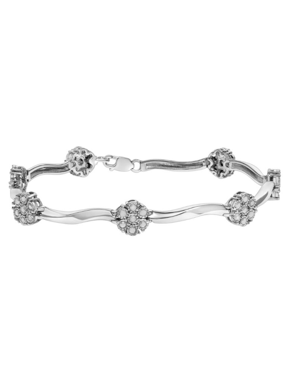 1.0 cttw Diamond Floral Cluster Bracelet – Sterling Silver or Rose Gold